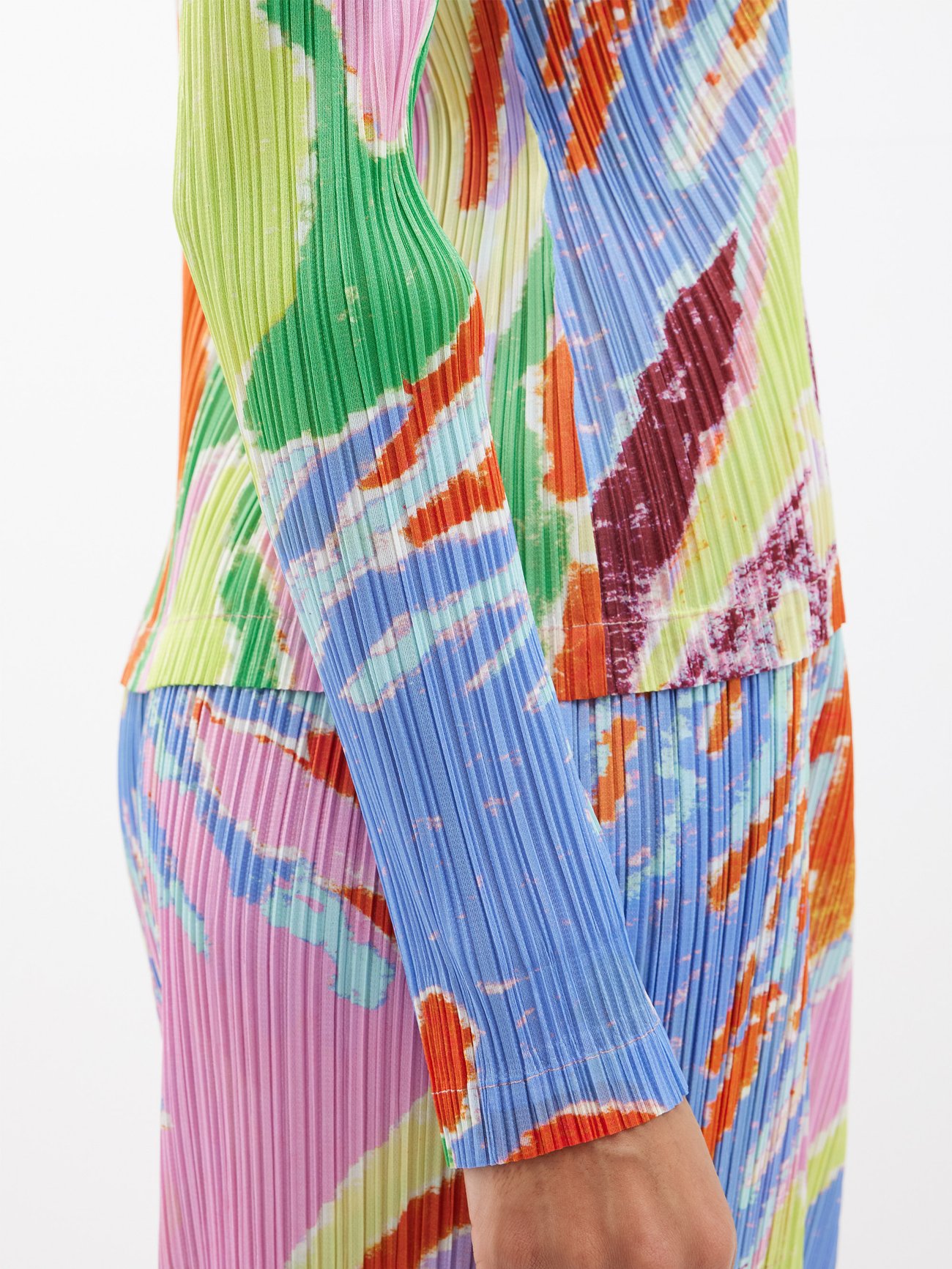 Frosty Forest-print technical-pleated top