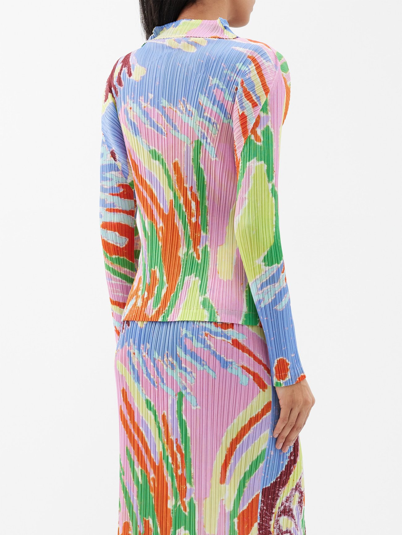Frosty Forest-print technical-pleated top