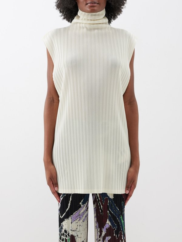 Pleats Please Issey Miyake Roll-neck technical-pleated top