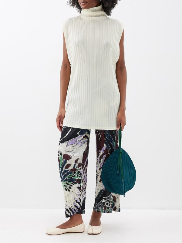 Pleats Please Issey Miyake Roll-neck technical-pleated top