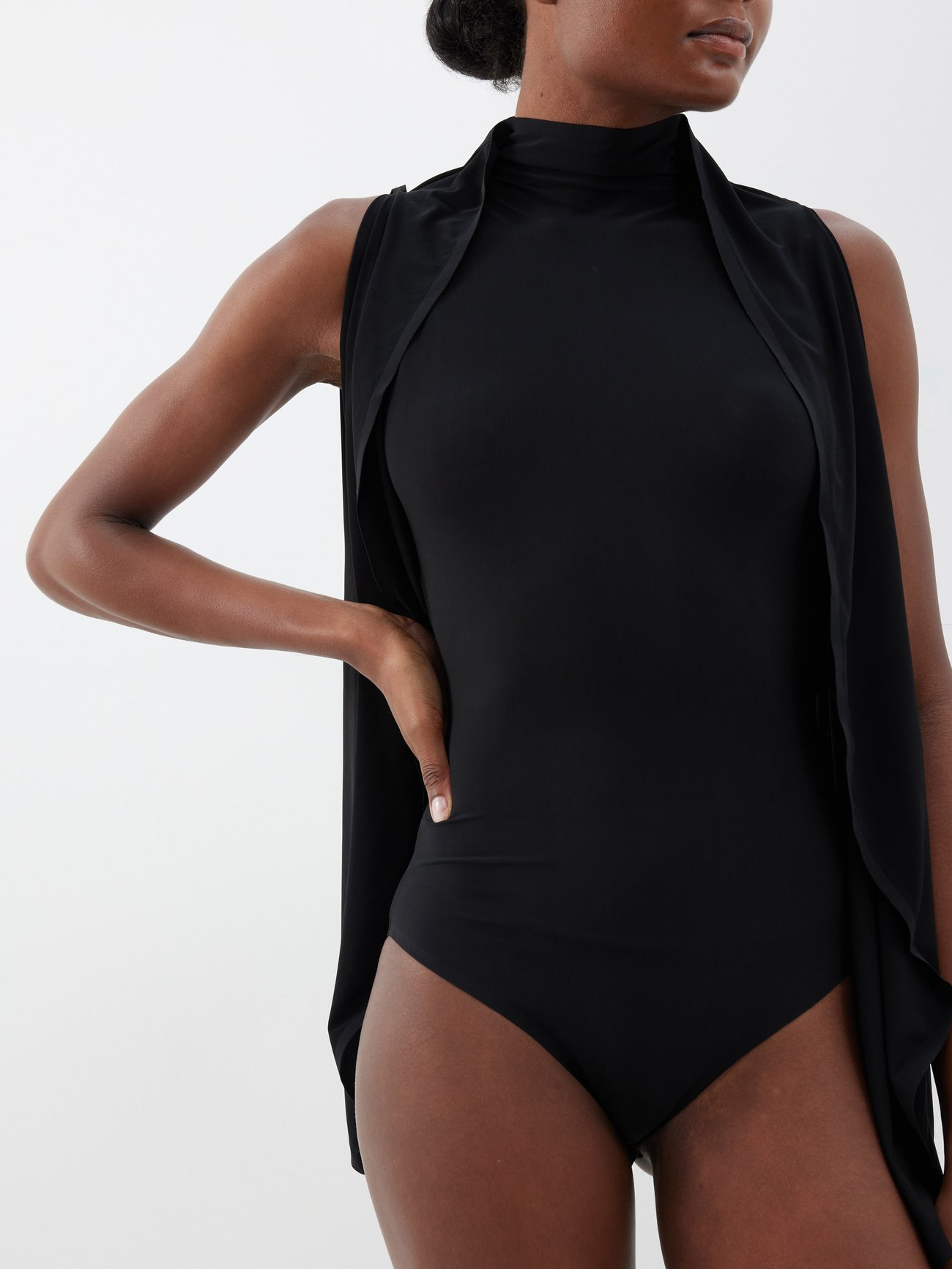 Womens Alaïa black Sleeveless High-Neck Bodysuit