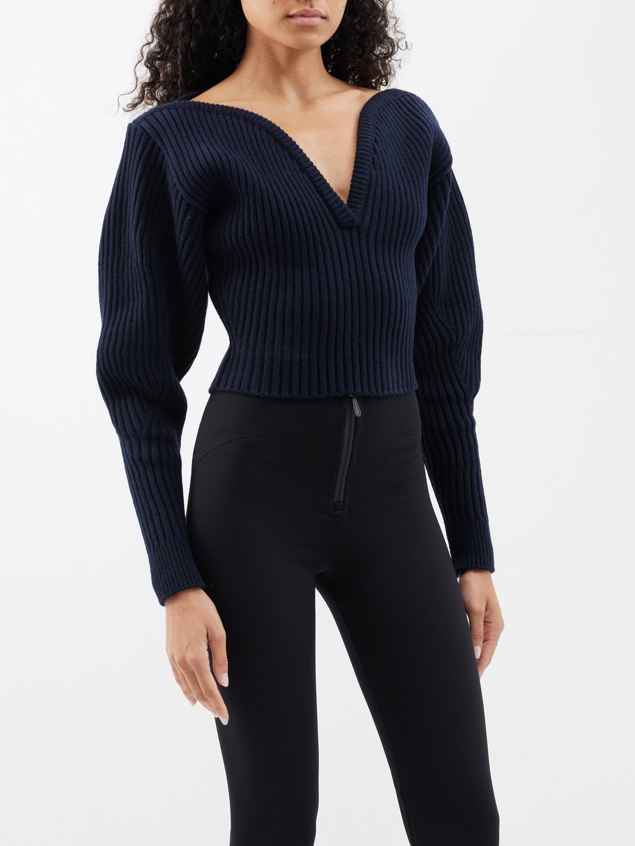 ALAÏA Women's Zip Up Rib Knit Sweater