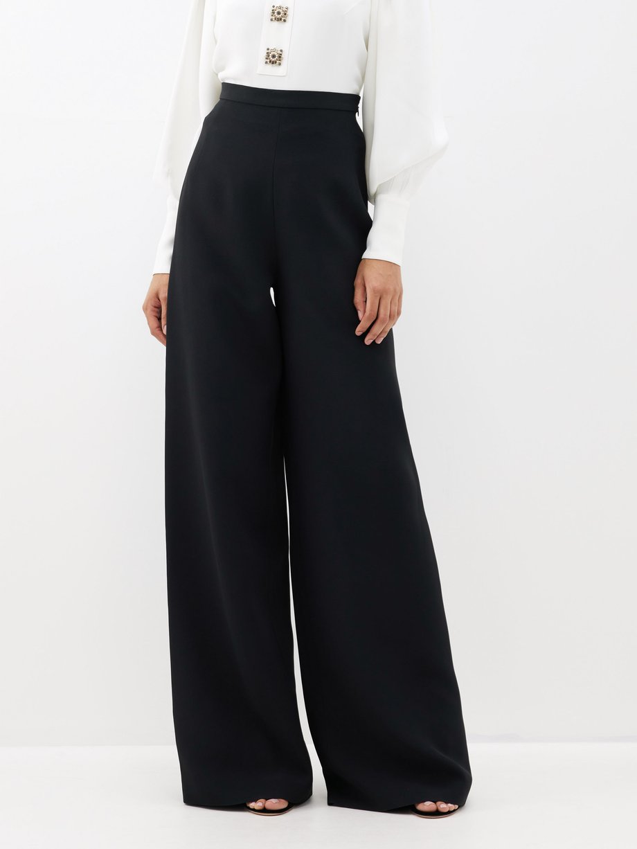 Black High-rise crepe wide-leg trousers | Andrew Gn | MATCHES UK