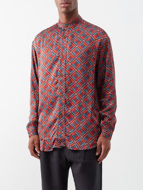 SMR Days Tulum stand-collar grid-print cotton shirt