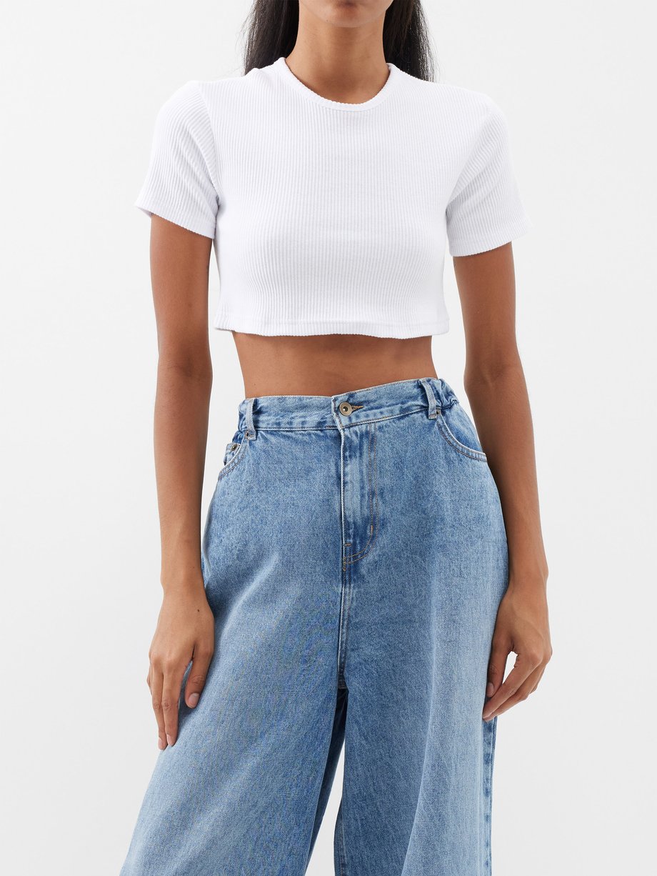 White Nico ribbed-jersey cropped T-shirt | The Frankie Shop | MATCHES UK