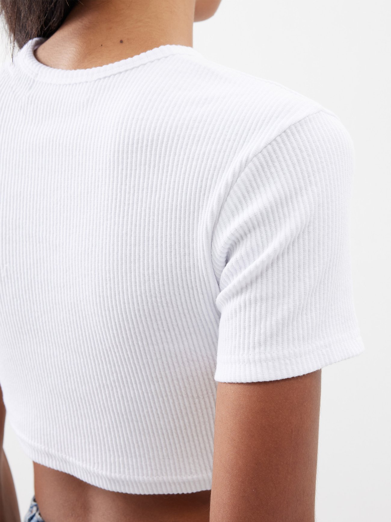Camiseta Cropped Sportswear Ribbed Jersey Off White DV7870-133