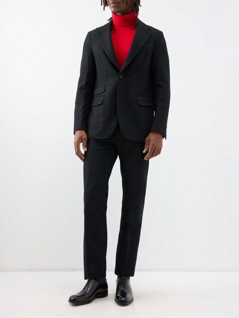 Black Sloop wool-blend herringbone suit | Massimo Alba | MATCHES UK
