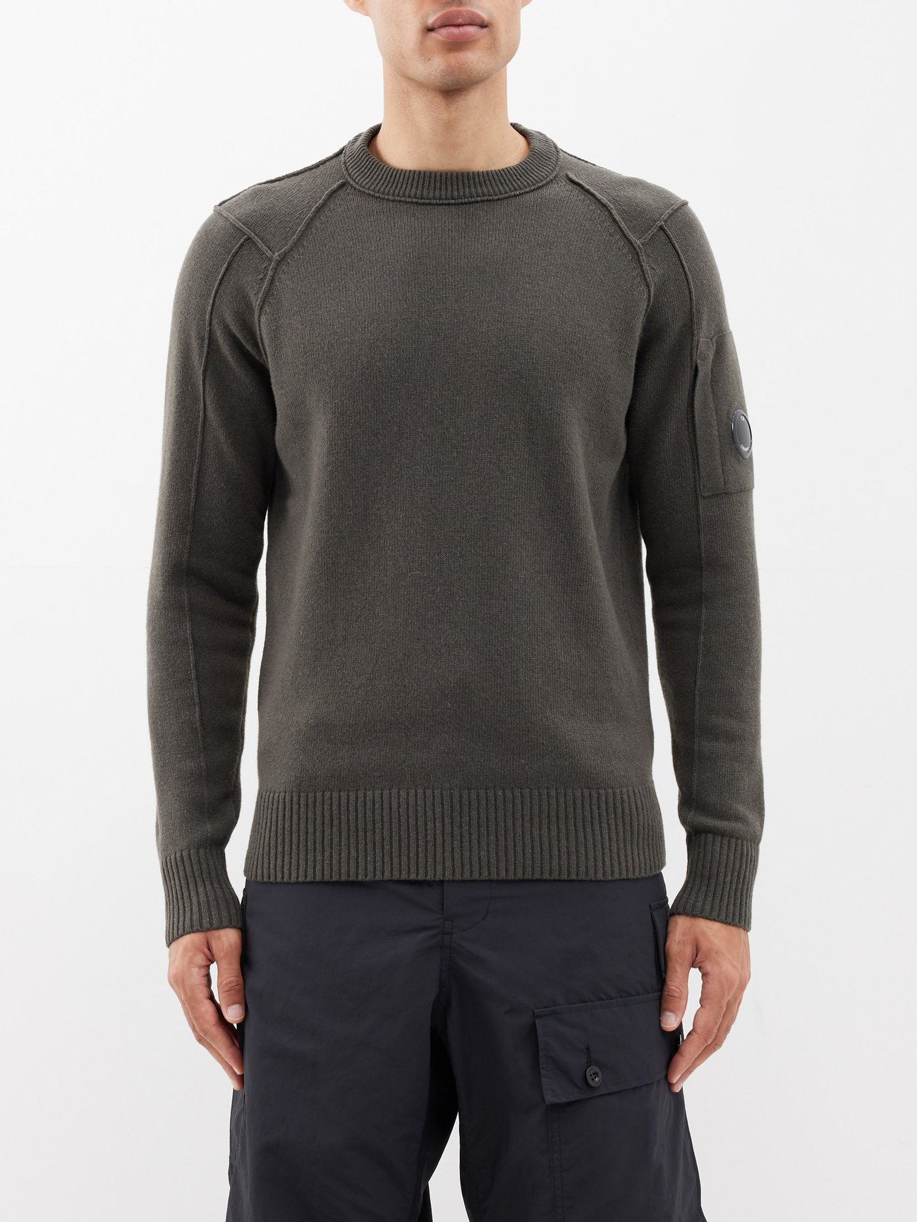 Logo-patch wool-blend crew-neck sweater