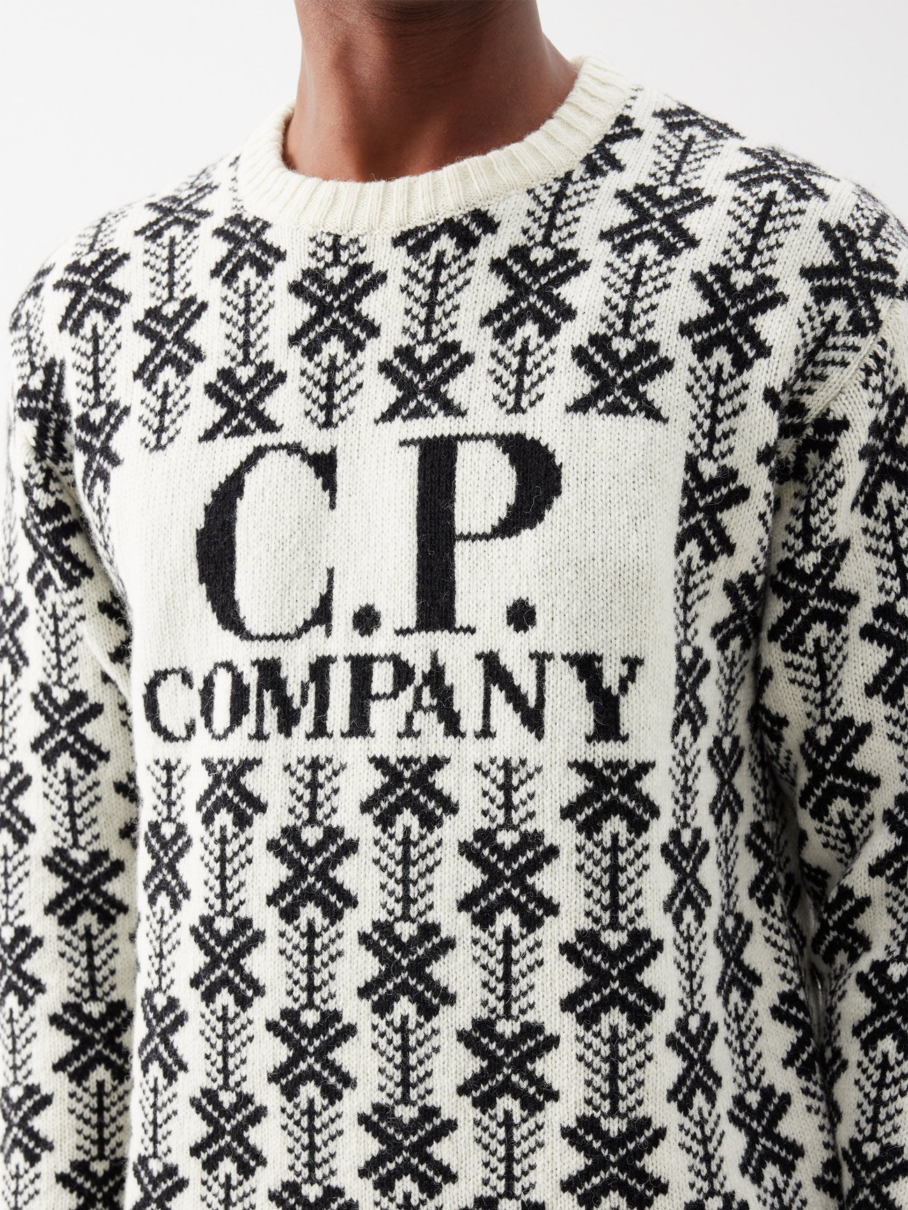 C.P. Company Logo-Jacquard Virgin Wool Sweater