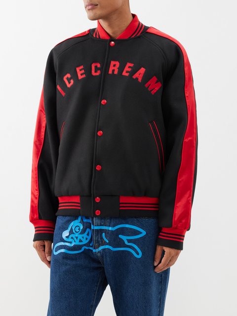 Black Cones & Bones-appliquéd felt varsity jacket | ICECREAM ...