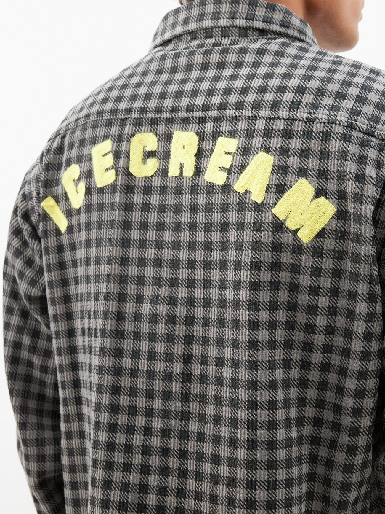 Grey Quarter-zip gingham-check cotton-flannel shirt | ICECREAM