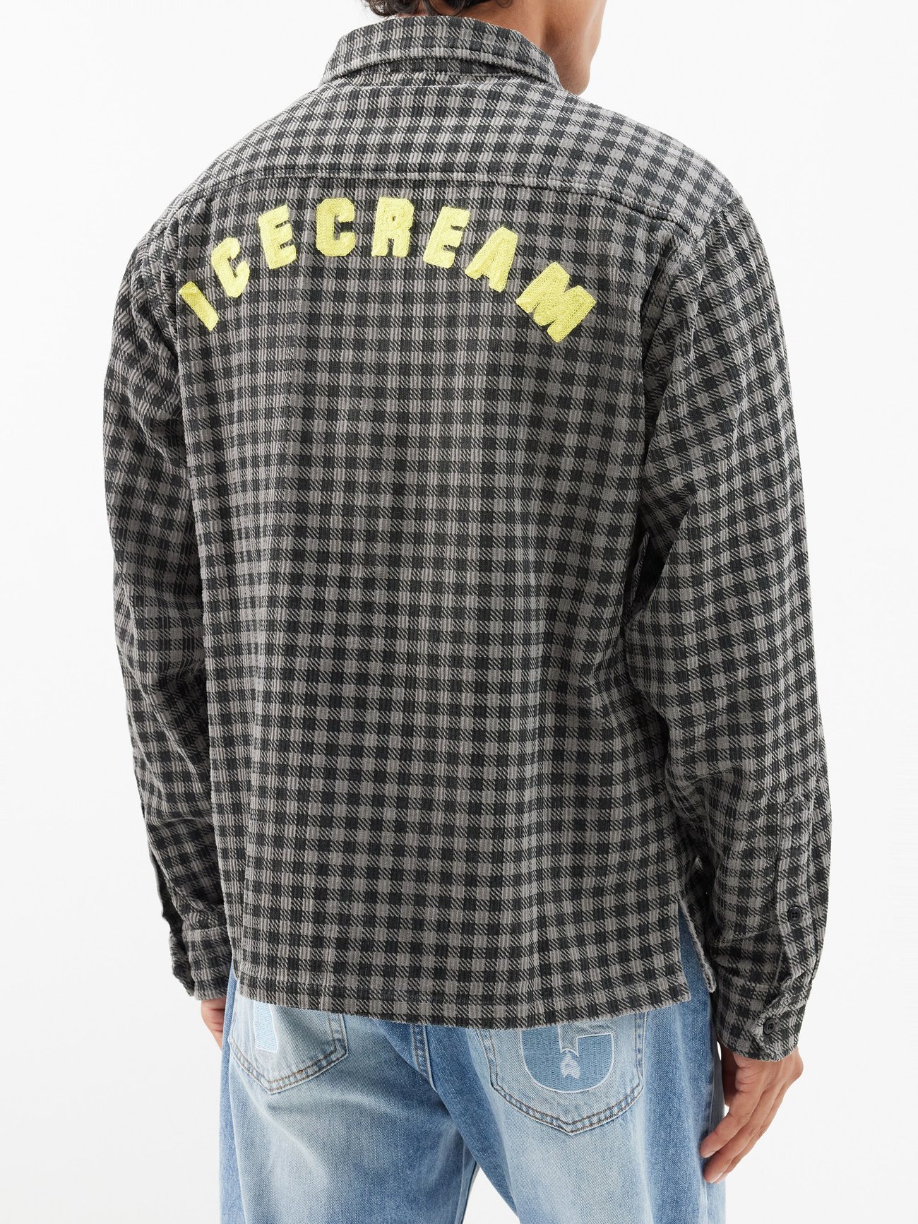 Grey Quarter-zip gingham-check cotton-flannel shirt | ICECREAM