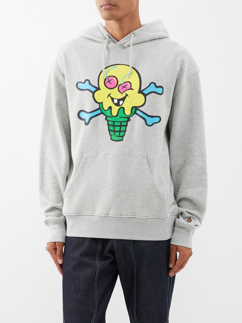 Grey Cones & Bones-print cotton-jersey hoodie | ICECREAM