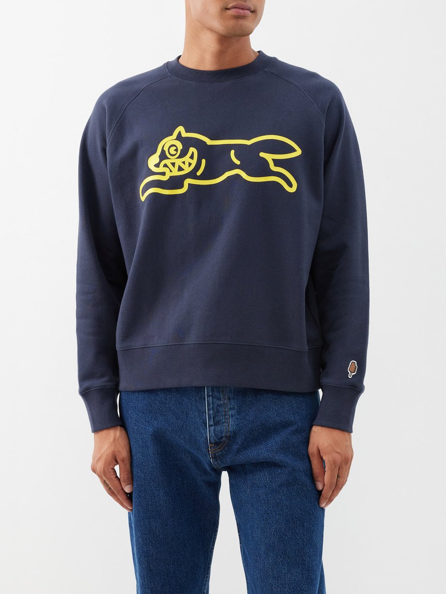 Navy Running Dog-print cotton-jersey sweatshirt | ICECREAM