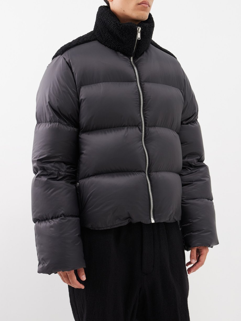 Moncler + Rick Owens Cyclopic shearling-trim quilted down jacket