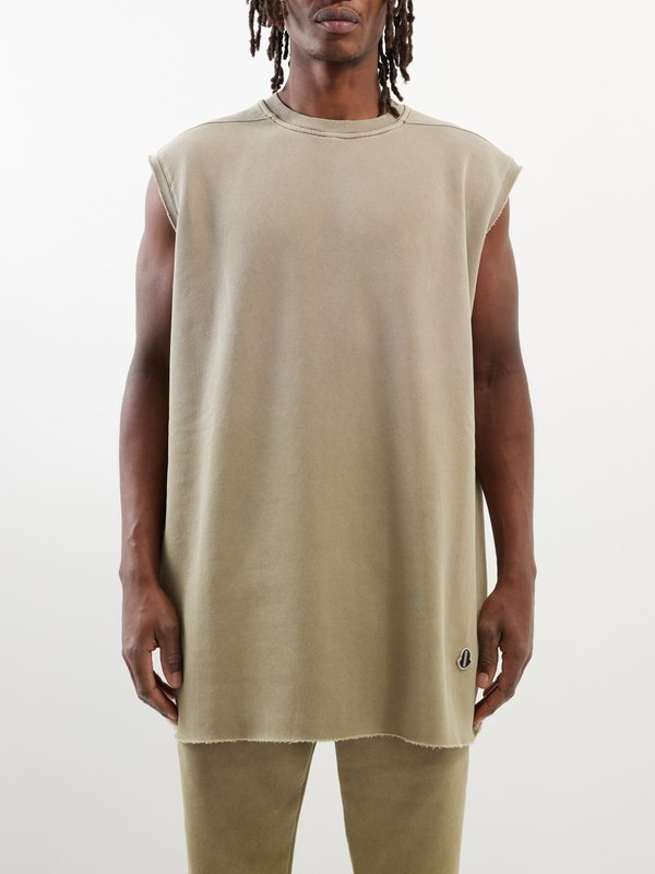 Moncler + Rick Owens Tarp longline cotton-blend sleeveless sweatshirt
