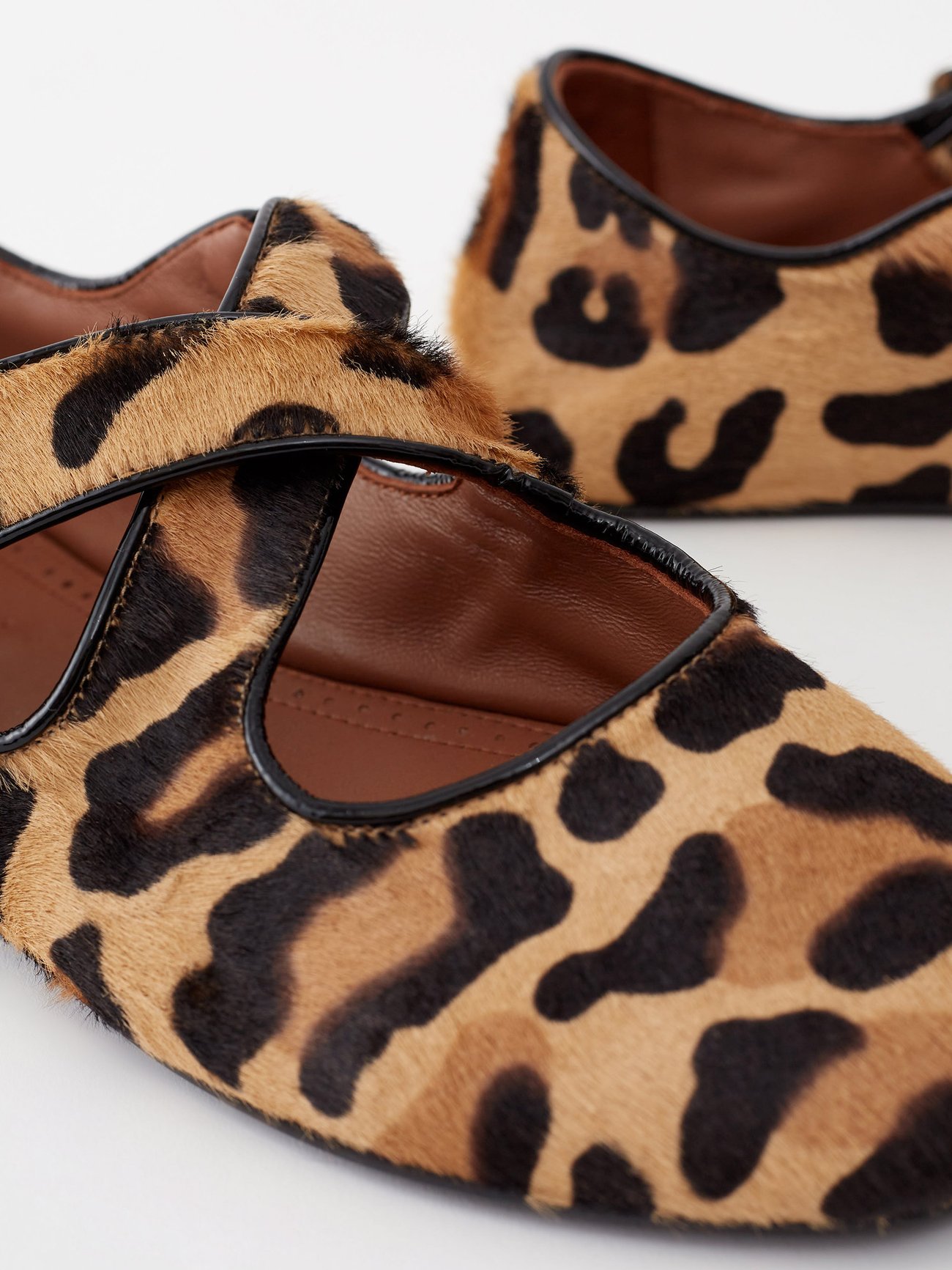 Siwar leopard-print calf hair flats