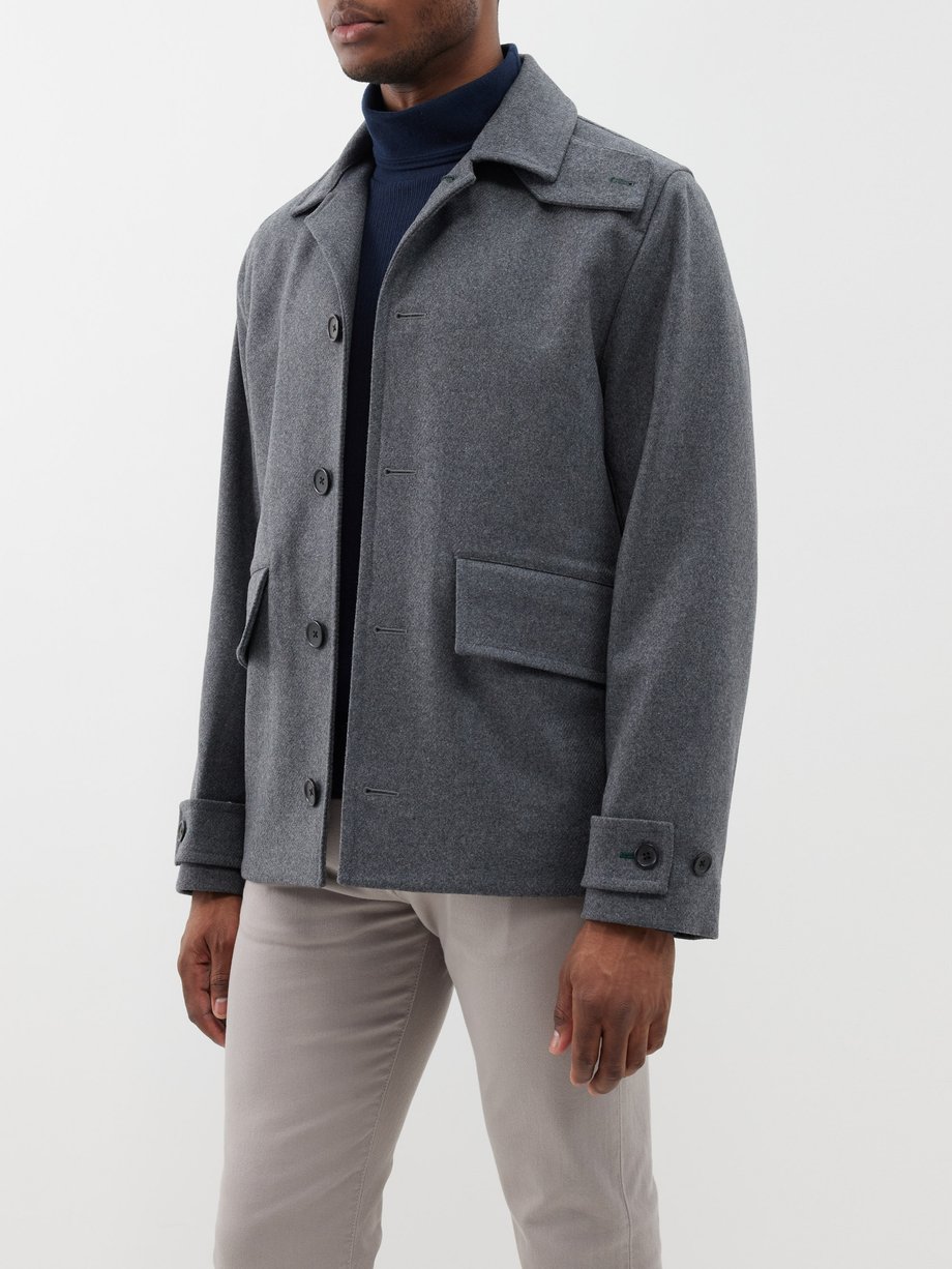 Button collar wool blend jacket video