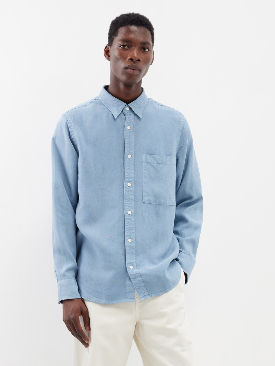 Blue Cohen patch-pocket Tencel shirt | NN.07 | MATCHES UK