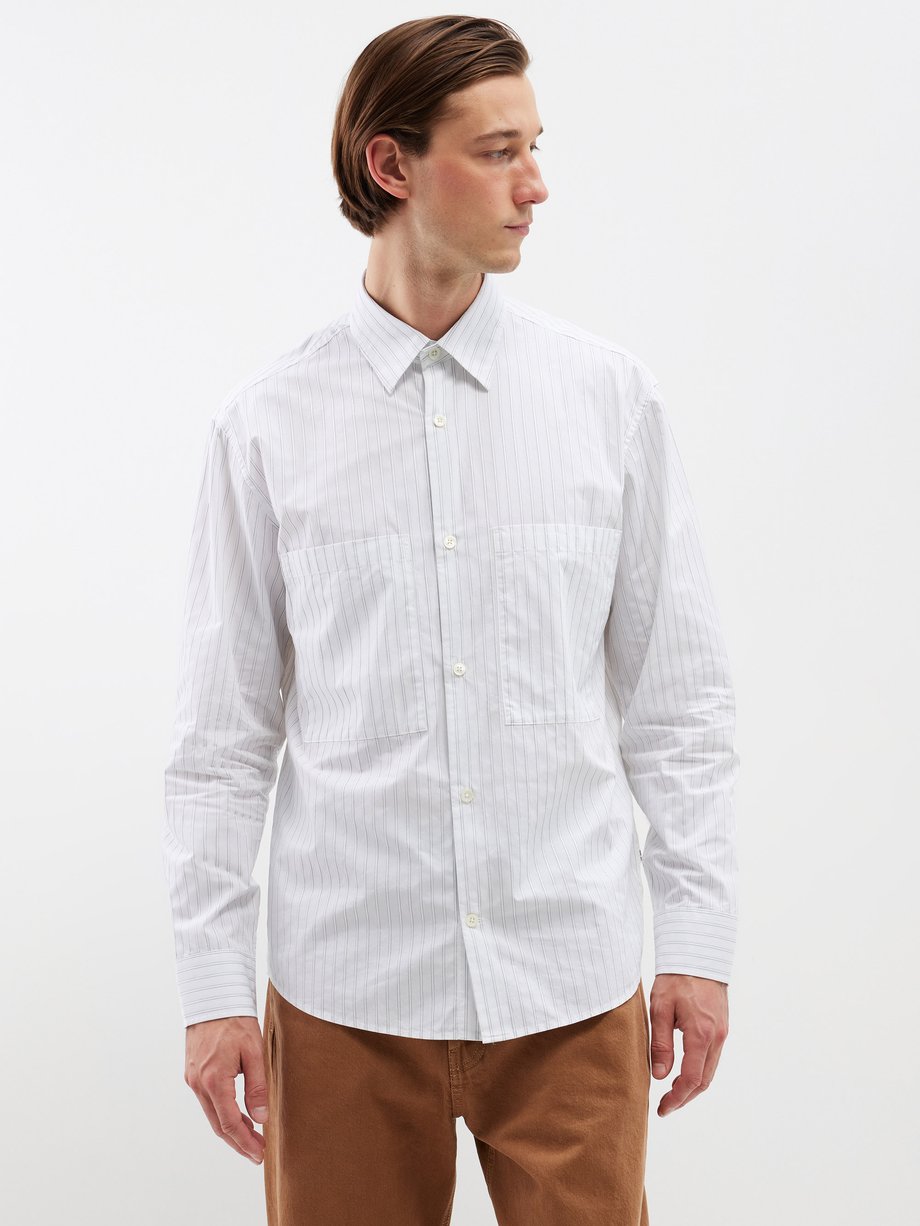 White Freddy striped cotton-poplin shirt | NN.07 | MATCHES UK