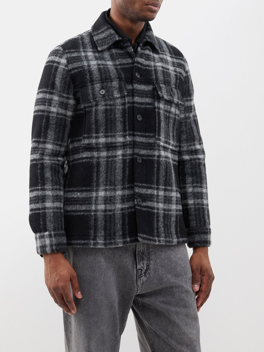 Black Wilas wool-blend checked shirt | NN.07 | MATCHES UK