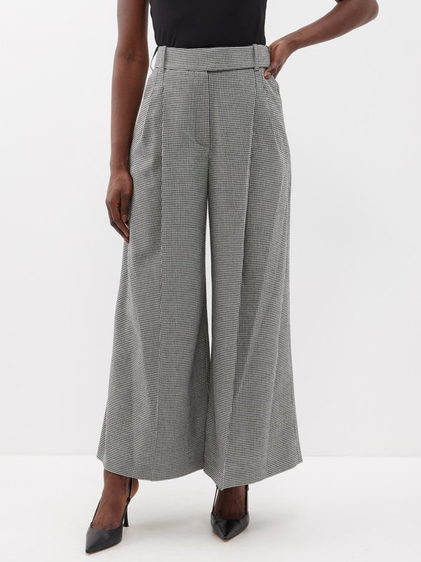 Alexandre Vauthier Pleated houndstooth twill wide-leg trousers