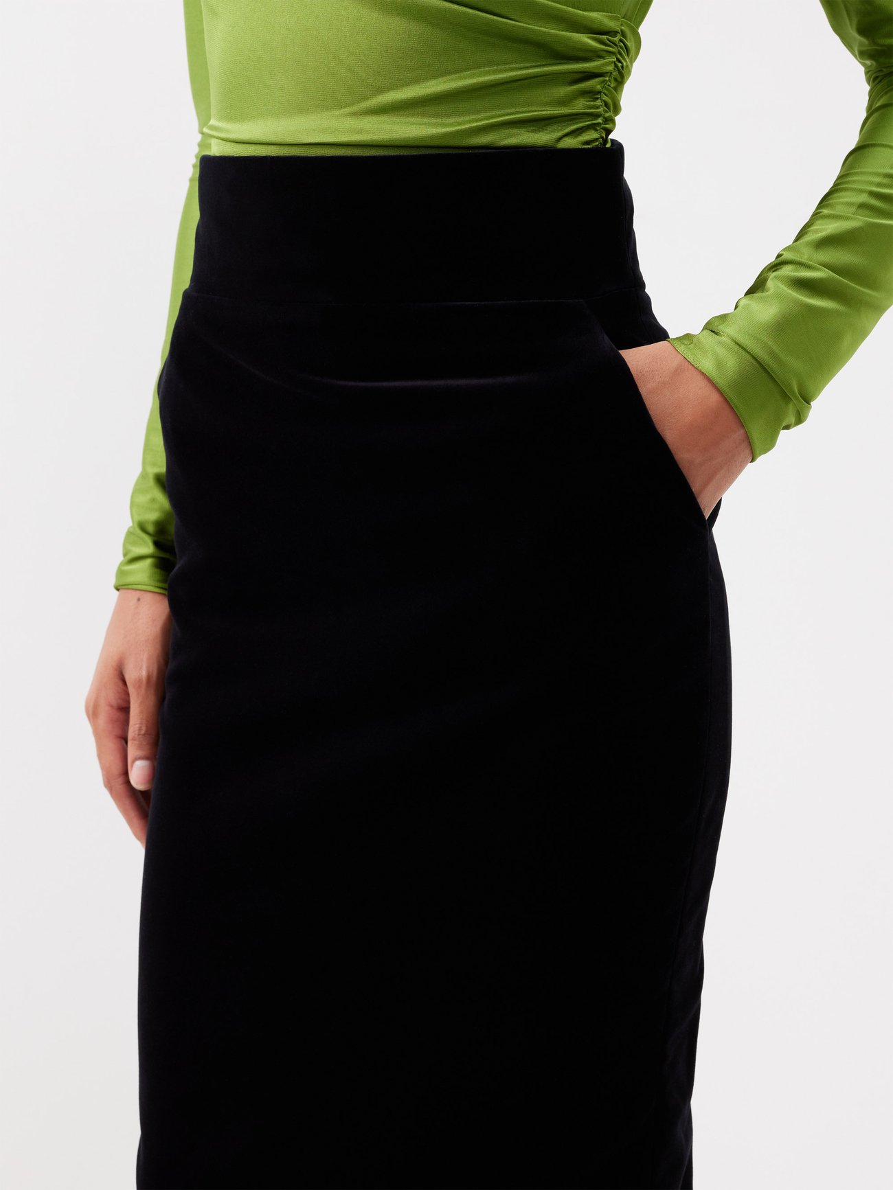 Alexandre Vauthier Ruched Pencil Skirt in Navy