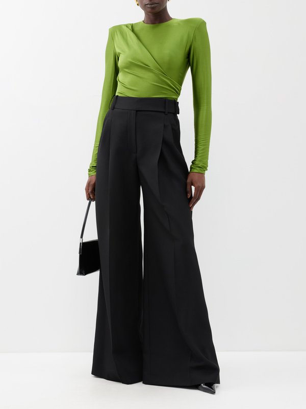 Alexandre Vauthier Pleated wool wide-leg tailored trousers