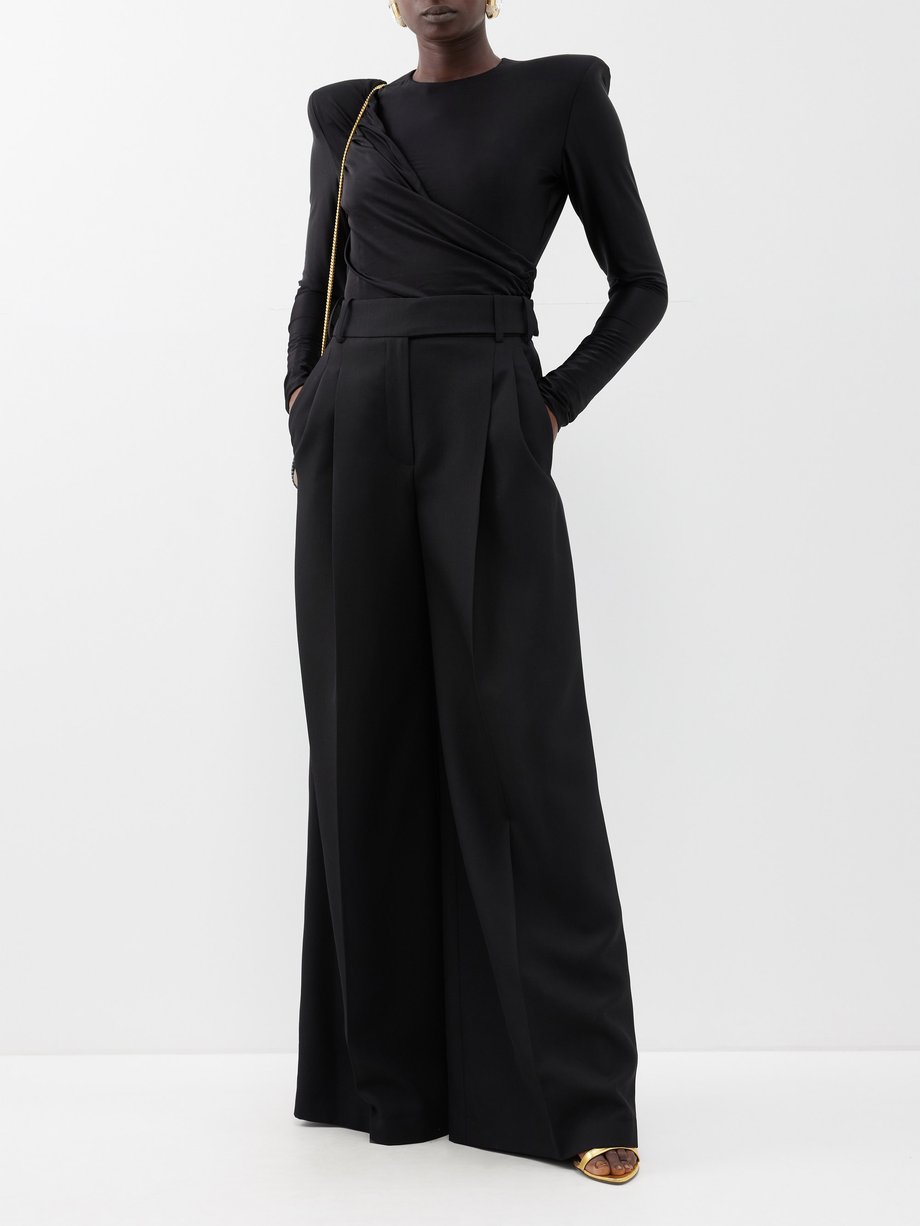 Express Black Satin Off The Shoulder Draped Thong Bodysuit NWT Size XL