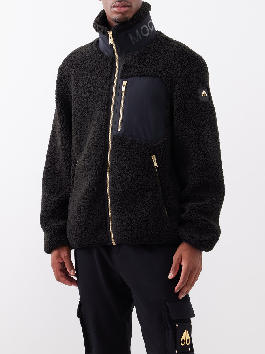 Black Saglek fleece zip-up jacket | Moose Knuckles | MATCHES UK
