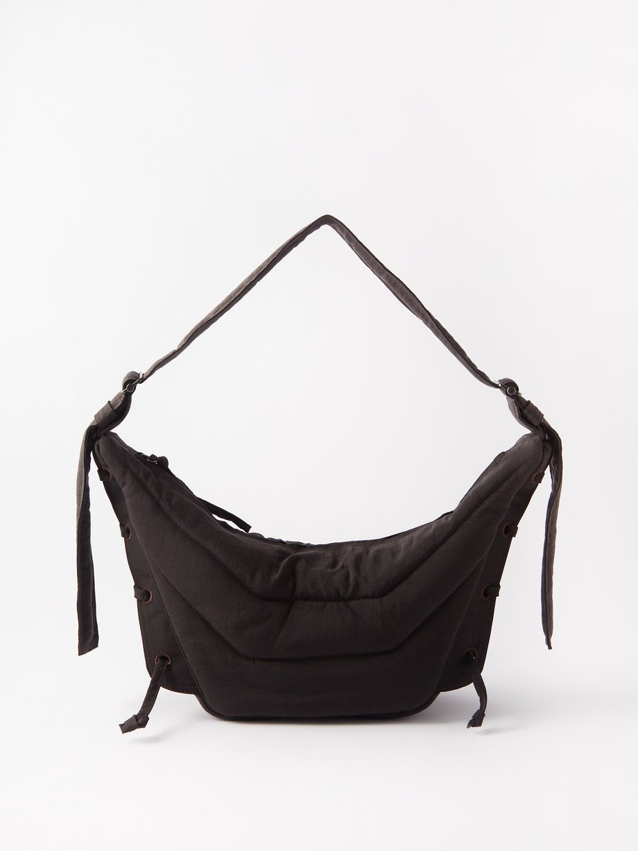 Soft Game Small Canvas Shoulder Bag in Black - Lemaire