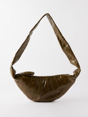 Large Croissant Bag in Green Leather