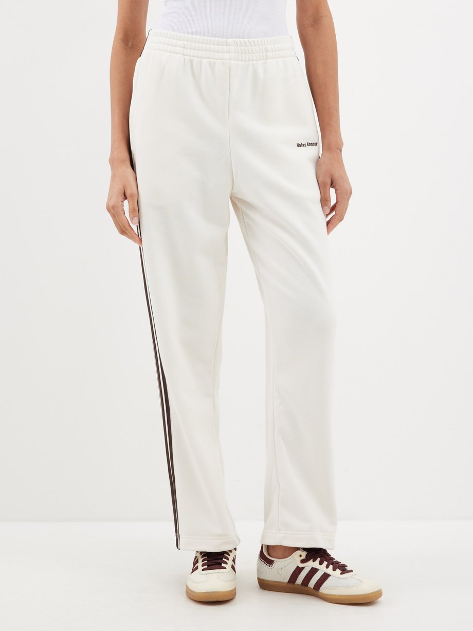White Logo-embroidered cotton-blend track trousers | Wales Bonner ...