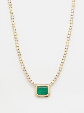 Zoë Chicco Diamond, emerald & 14kt gold necklace