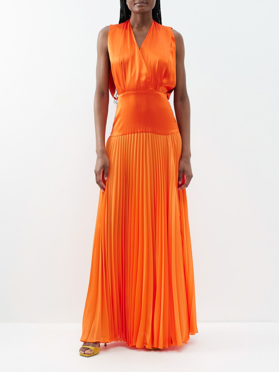 Orange Lali pleated silk-chiffon gown | E STOTT | MATCHES UK