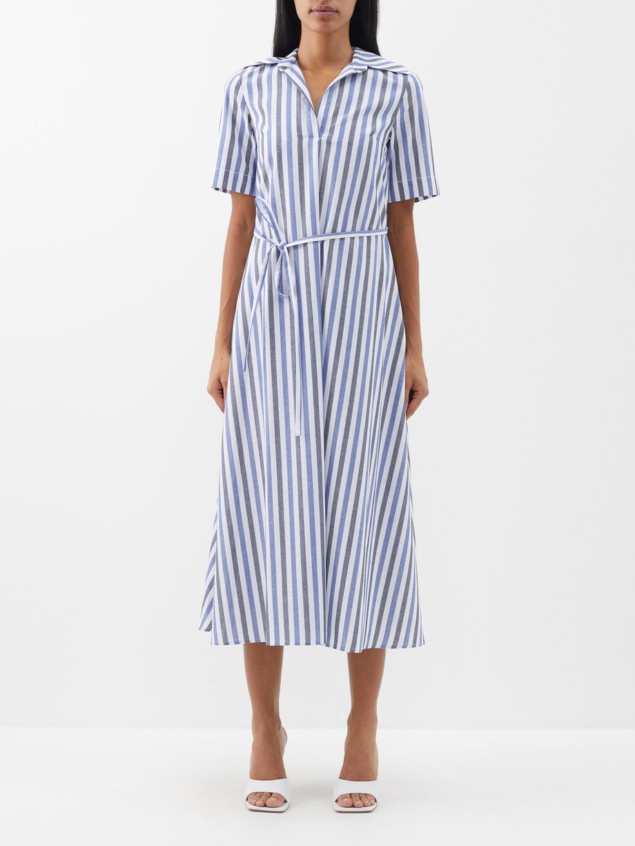 Blue Charlie striped cotton-poplin shirt dress | E STOTT | MATCHES UK