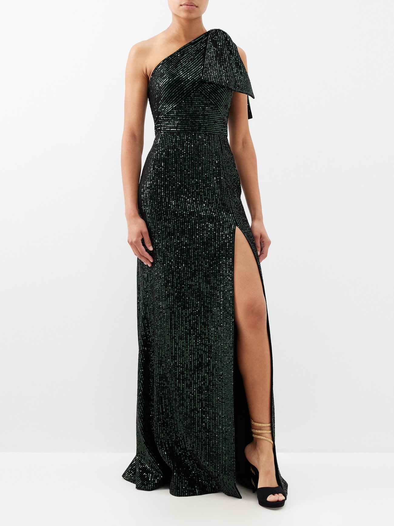 Black Sequin-embellished velvet gown | Elie Saab | MATCHESFASHION UK