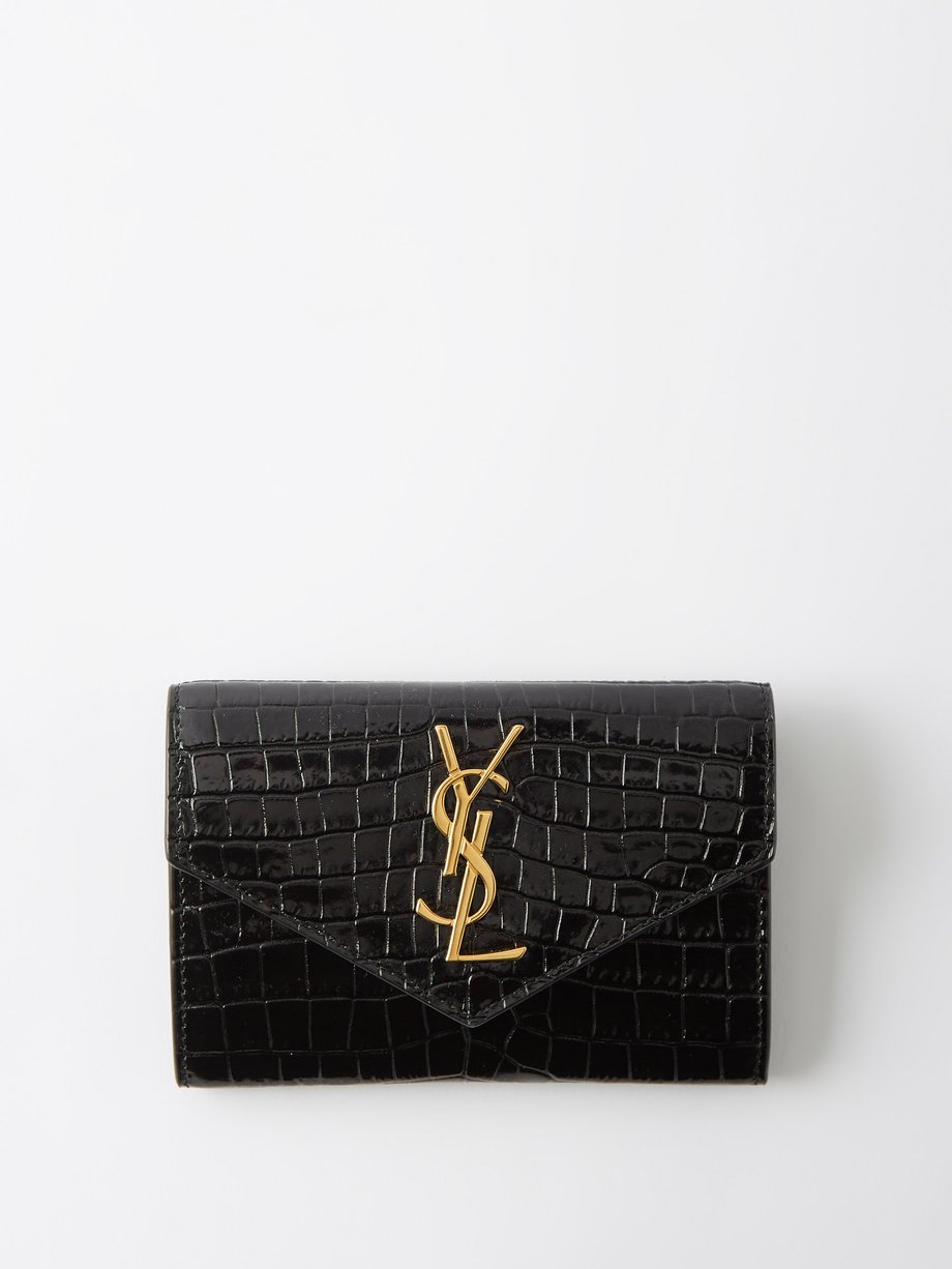Saint Laurent Black Monogram Logo Leather Wallet