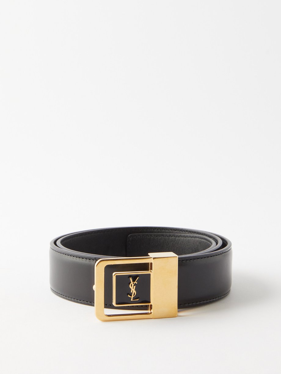 Black Logo-plaque leather belt | Saint Laurent | MATCHESFASHION UK
