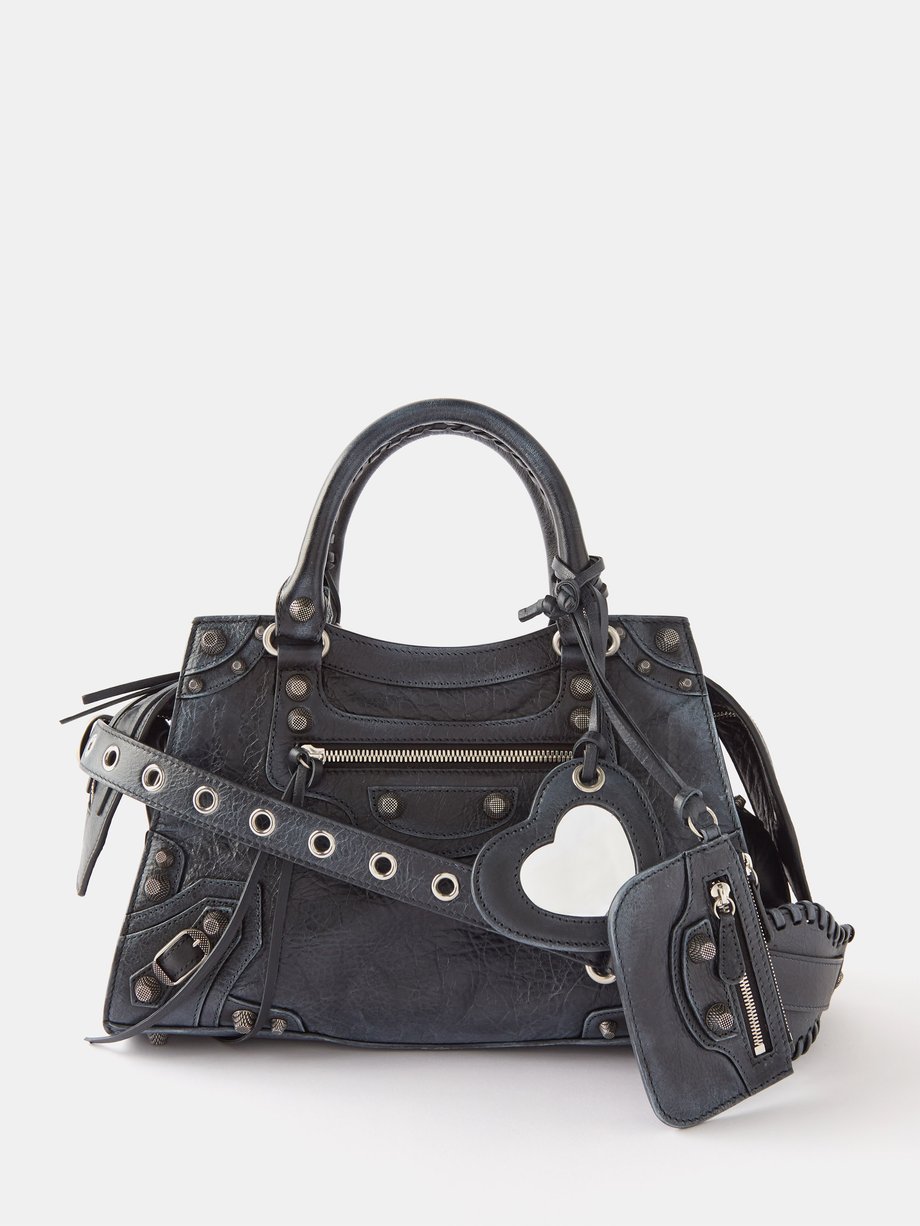Black Cagole City distressed-leather shoulder bag | Balenciaga | MATCHESFASHION