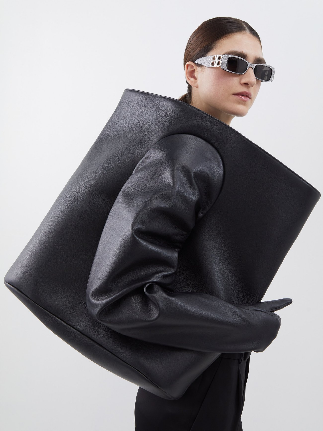 Black Glove large leather tote bag | Balenciaga | MATCHES UK
