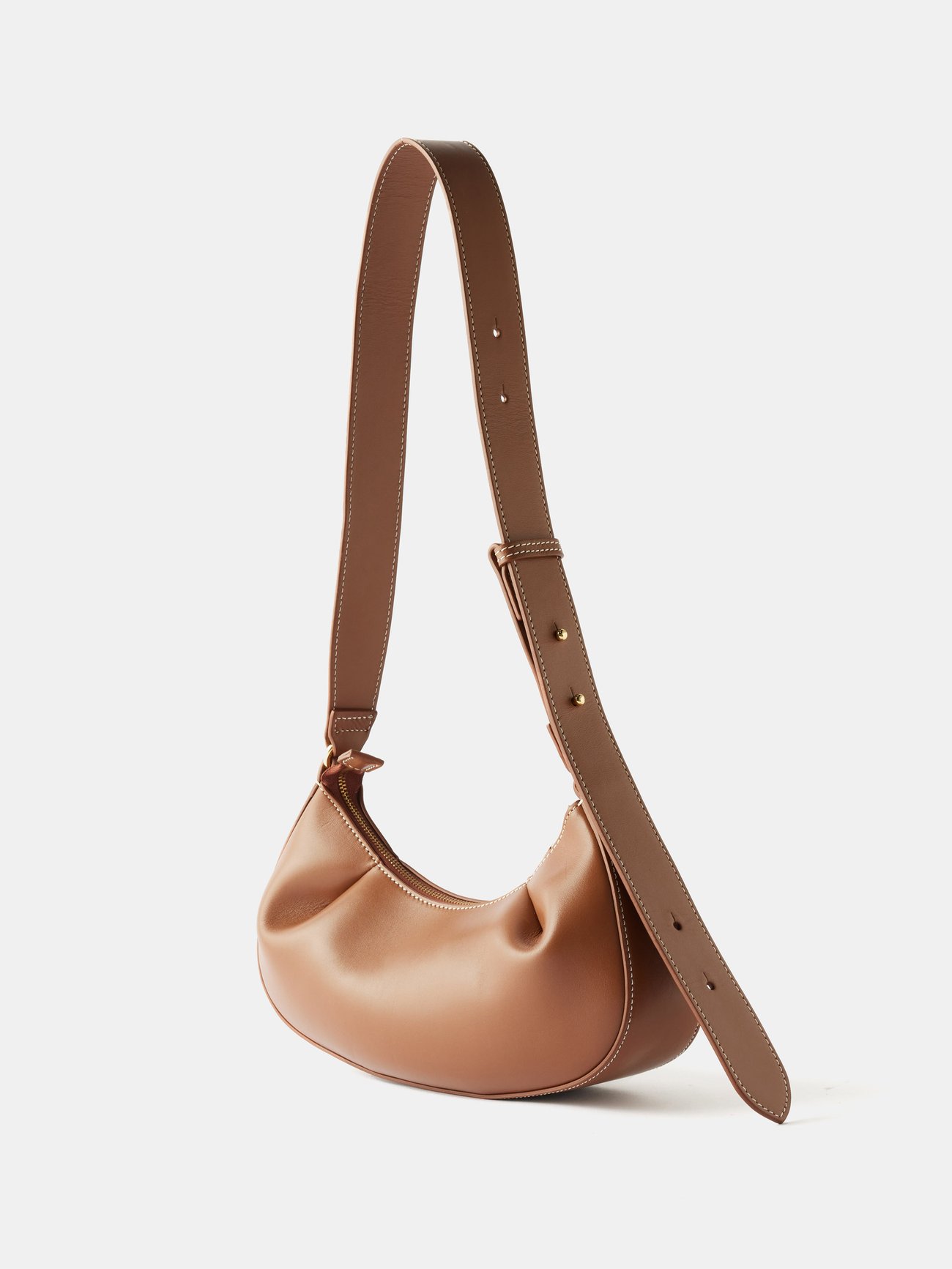 The Row, Half Moon brown leather shoulder bag