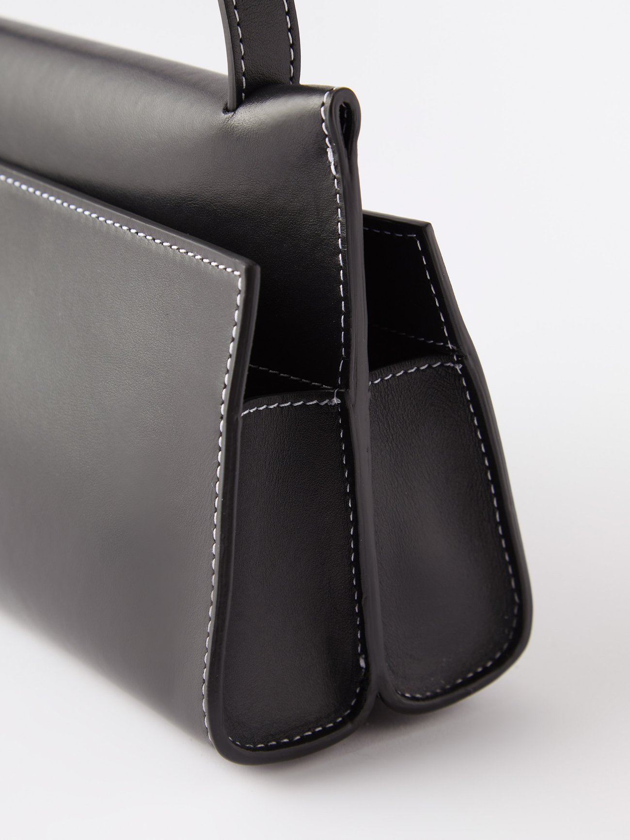 Black Papillon topstiched leather shoulder bag | Elleme | MATCHES UK