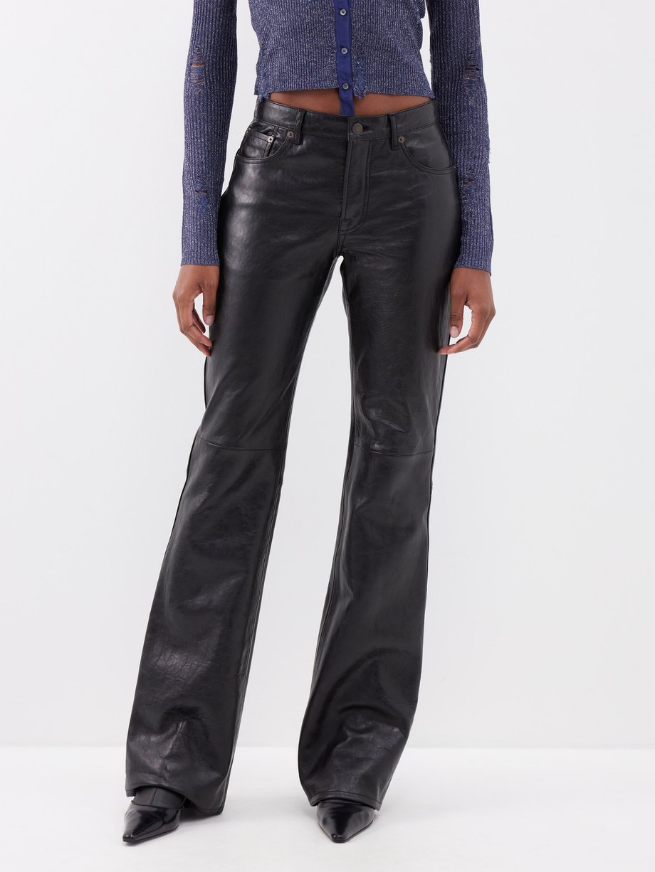 Black Lios flared leather trousers | Acne Studios | MATCHES UK