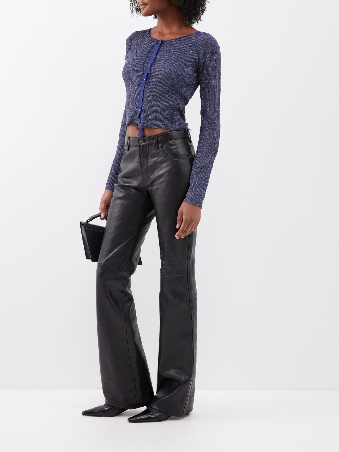 Acne Studios - Leather flared trousers - Black