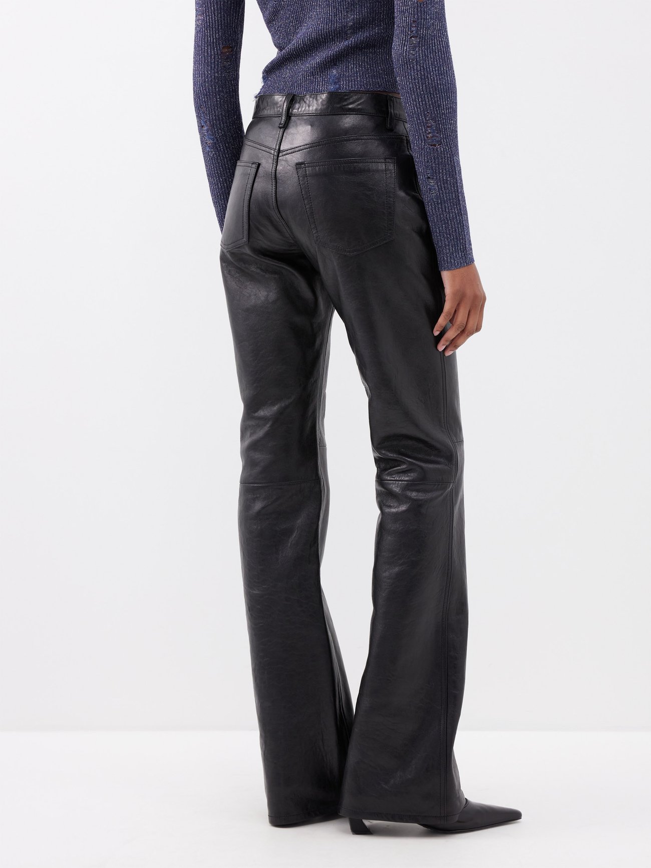 Acne Studios - Leather flared trousers - Black