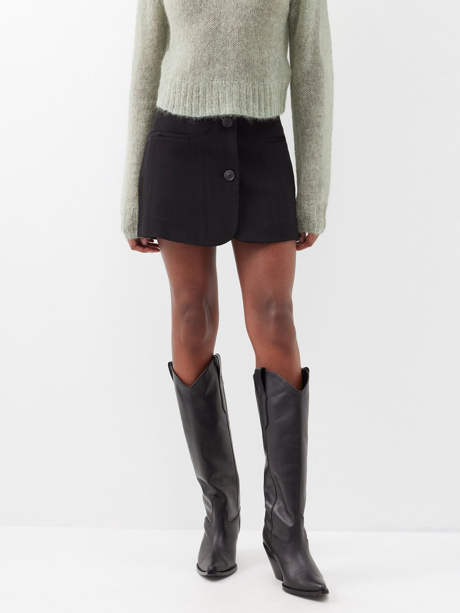 Black Icy two-button wool-blend mini skirt | Acne Studios ...