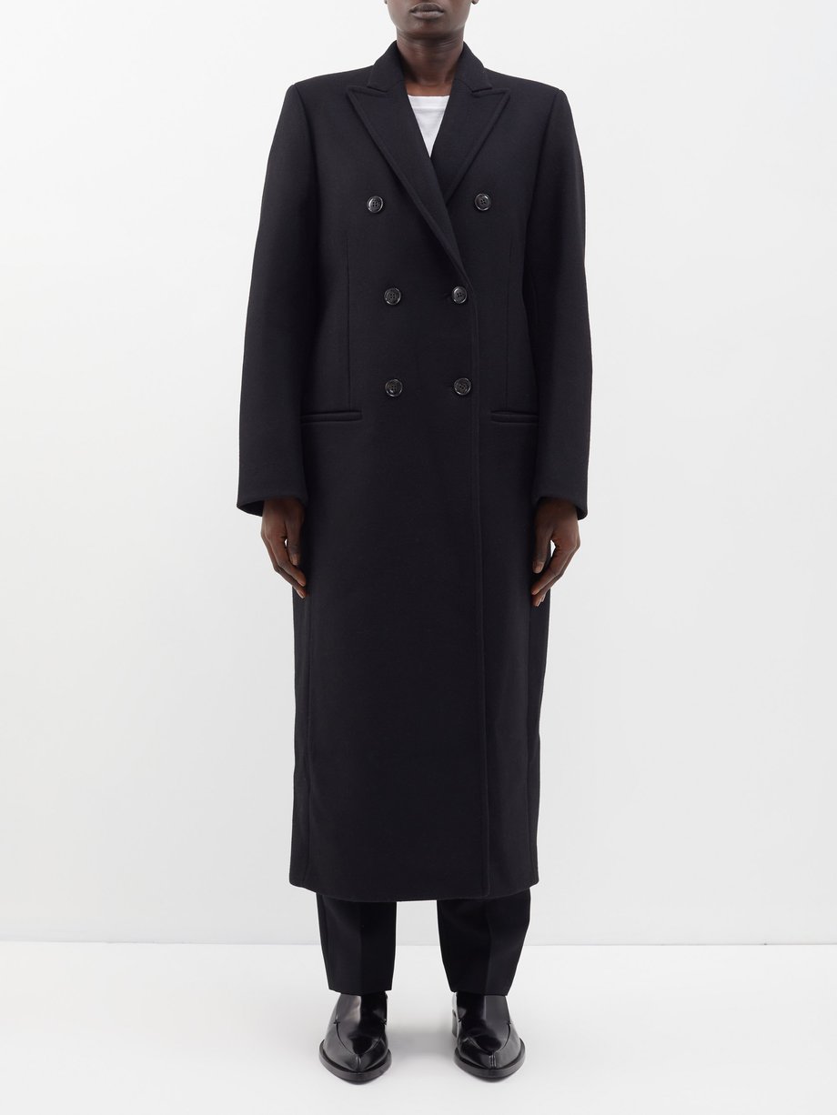 Black Double-breasted tailored wool coat | Toteme | MATCHES UK