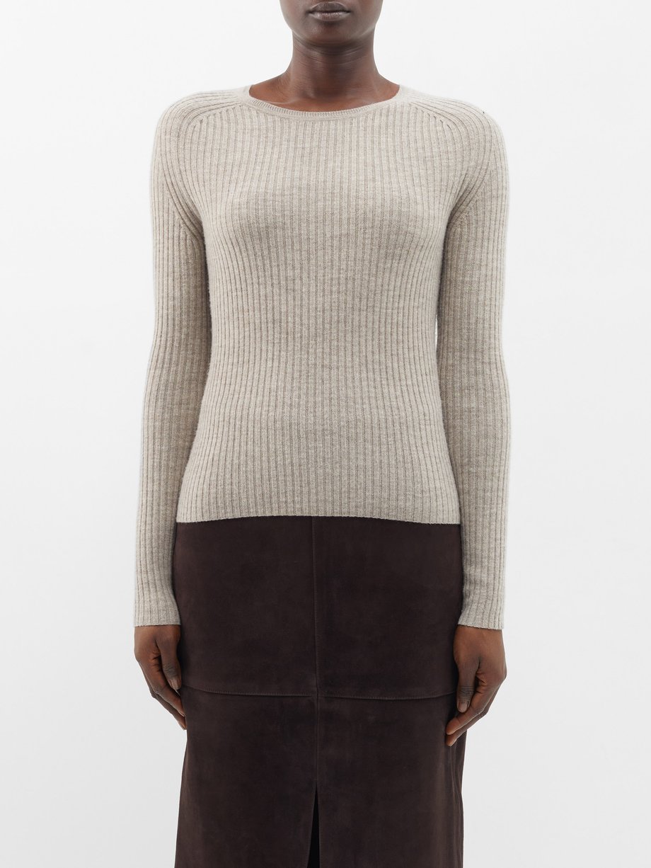 Beige Ribbed-knit wool top | Toteme | MATCHESFASHION UK