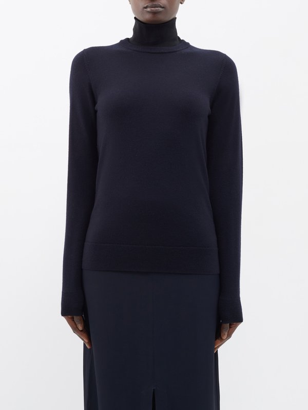 Toteme Two-tone high-neck wool sweater